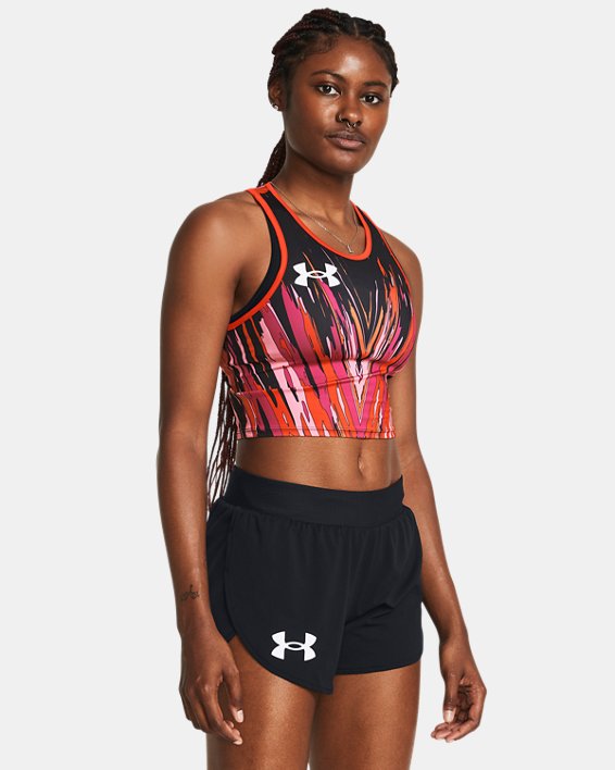 Haut court UA Pro Runner pour femme, Black, pdpMainDesktop image number 0
